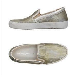 Philippe Model Italy Gold Silver Slip On Sneakers 40 9.5
